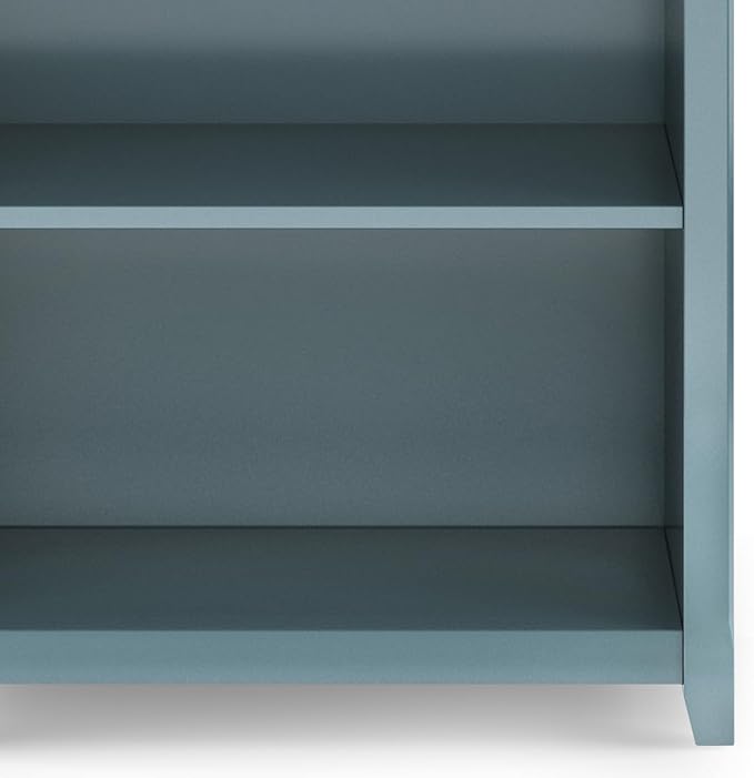 SIMPLIHOME Amherst Bookcase - 70 inch Tall 5-Shelf Solid Wood Bookshelf in French Blue, Transitional Storage for Living Room, Study Room or Office with Adjustable Shelves and Tapered Legs