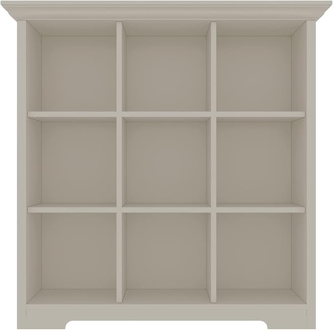 Wooden Cube Shelf Bookcase - Modern 3 Tiers Floorstanding Open Bookshelf with Base for Home and Office, 9 Cubes Storage Cabinet, Warm White