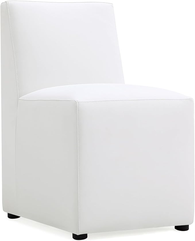 Manhattan Comfort Anna Square Modern Dining Chair with Head to Toe Faux Leather Upholstery and Plastic Foot Padding, Luxury Accent Furniture, Set of 1, Cream
