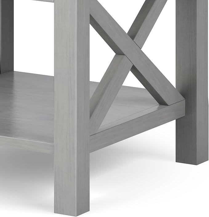 SIMPLIHOME Kitchener SOLID WOOD 21 Inch Wide Square Contemporary End Side Table in Fog Grey, For the Living Room and Bedroom