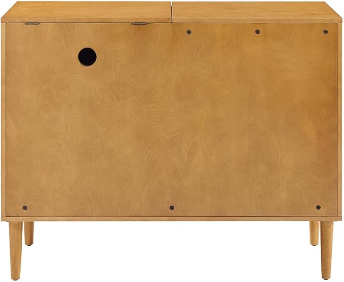 Crosley Furniture Everett Media Console and Record Player Stand with Storage for Vinyl Records, Acorn