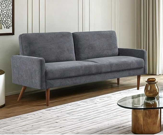 Kent Velvet Sofa, European Style with Sleek Design, Modern & Vintage Flair, Upholstered 3 Seater Couch, Chic Living Room Furniture Seating for Home, Apartment or Office, Grey