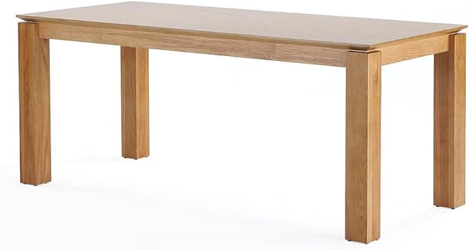 Manhattan Comfort Rockaway 70.86" Modern Solid Wood Dining Table for 8 - Unique Raised Beveled Top & Natural Wood Grain Finish, Durable & Elegant Kitchen Furniture, Nature