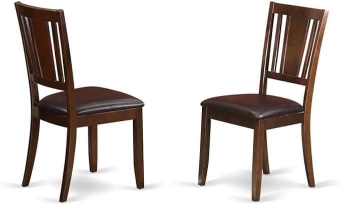 East West Furniture HBDU5-MAH-C 5 Piece Modern Dining Table Set Includes a Round Wooden Table with Pedestal and 4 Linen Fabric Dining Room Chairs, 42x42 Inch, Mahogany