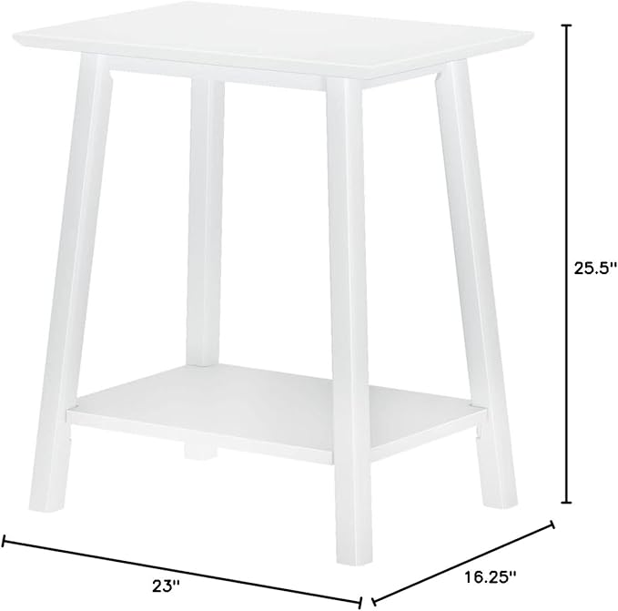 Plank+Beam Wooden Side Table with Storage, Mid Century Modern End Tables for Living Room, Small Solid Wood Nightstand, Bedside Tables, Bedroom Furniture, White