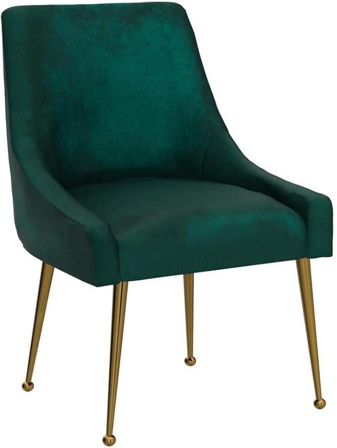Velvet Dining Chairs Set of 2, Furniture Collection Modern Contemporary Upholstered with Polished Gold Metal Legs(Green)