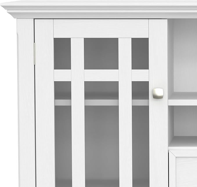 SIMPLIHOME Bedford SOLID WOOD 53 inch Wide Transitional TV Media Stand in White For TVs up to 60 inches for the Living Room and Entertainment Center