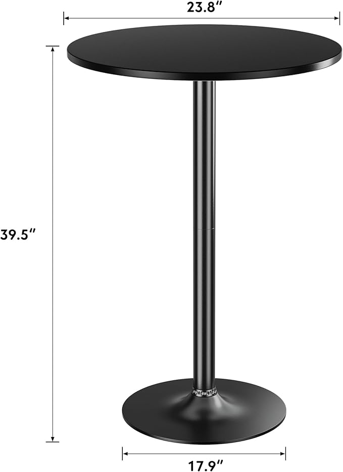 Shahoo Round Bar Table, Cocktail Tables with Metal Base & MDF Top, for Bistro Pub, Cafe, Set of 2, Black