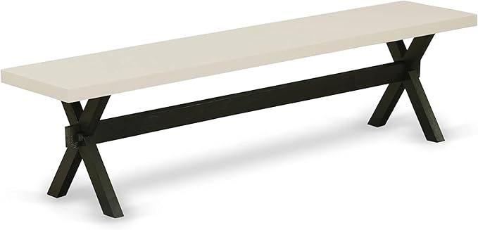 East West Furniture X627MZ650-6 6 Piece Dining Table Set Contains a Rectangle Kitchen Table and 4 Dark Gotham Grey Linen Fabric Parson Chairs with a Bench, 40x72 Inch, Multi-Color