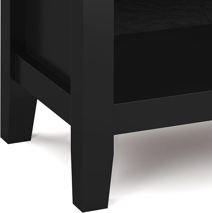 SIMPLIHOME Artisan Solid Wood 24 inch Wide Contemporary Bedside Nightstand Table in Black for The Living Room and Bedroom