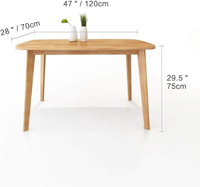 WoodShine Mid Century Modern Real Solid Wood Dining Table, Working Desk,47 Inch,Natural…