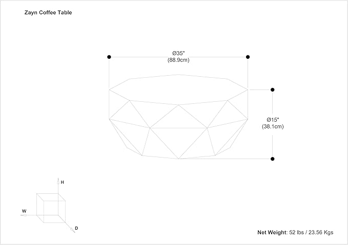 SIMPLIHOME Zayn Coffee Table - 35 inch Wide Solid Acacia Wood Geometric Drum Cocktail Table in Walnut Brown, Modern Living Room Table with Octogon-Shaped Tabletop and Faceted Design, Assembled