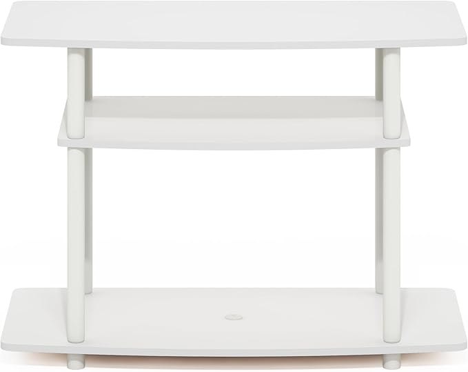 Furinno Turn-N-Tube No Tools 3-Tier TV Stands, White/White