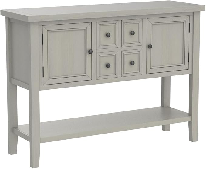 Merax Modern Wood Buffet Table with Storage Shelf, 2 Drawers and 2 Cabinets Buffet Coffee Bar Cabinet for Living Room Dinning Room Kitchen (Antique Gray)