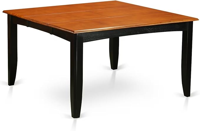 East West Furniture PFAN9-BCH-LC 9 Piece Dining Room Table Set Includes a Square Kitchen Table with Butterfly Leaf and 8 Faux Leather Upholstered Dining Chairs, 54x54 Inch, Black & Cherry