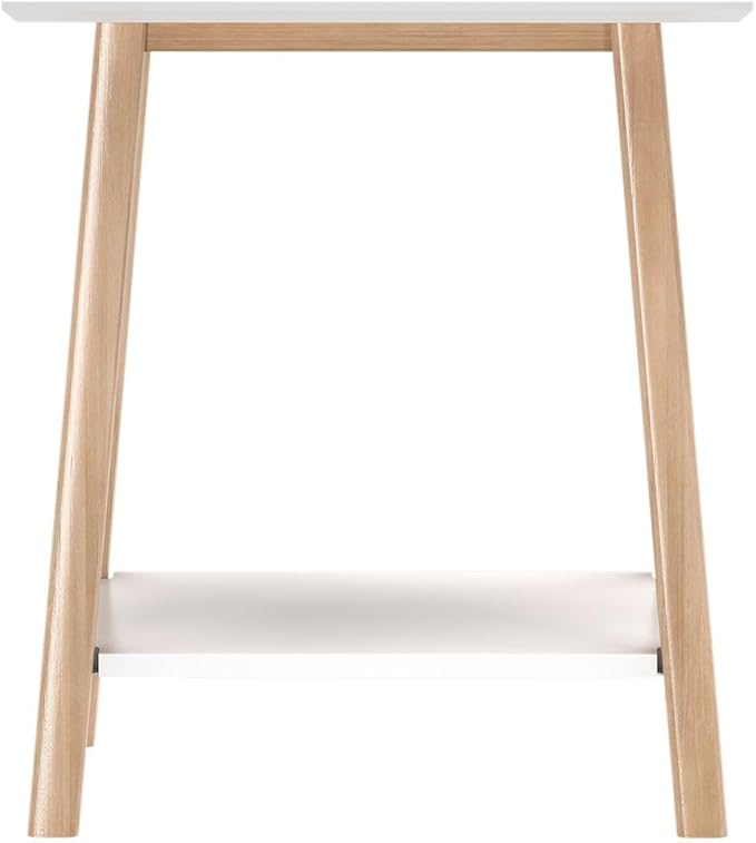 Plank+Beam Wooden Side Table with Storage, Mid Century Modern End Tables for Living Room, Small Solid Wood Nightstand, Bedside Tables, Bedroom Furniture, White/Blonde
