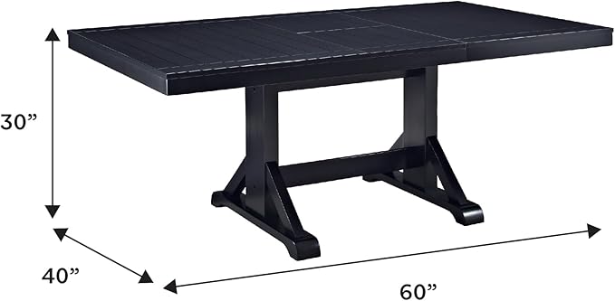 Walker Edison 6 to 8 Person Wood Modern Farmhouse Expandable Dining Room Table with Leaf Kitchen Dining Chairs, 60 Inch, Antique Black