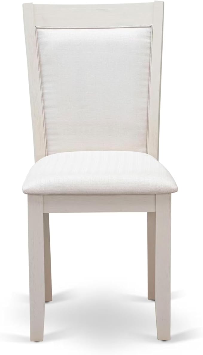 East West Furniture V077MZ001-7 7 Piece Kitchen Table Set Consist of a Rectangle Dining Table with V-Legs and 6 Cream Linen Fabric Parson Dining Room Chairs, 40x72 Inch, Multi-Color
