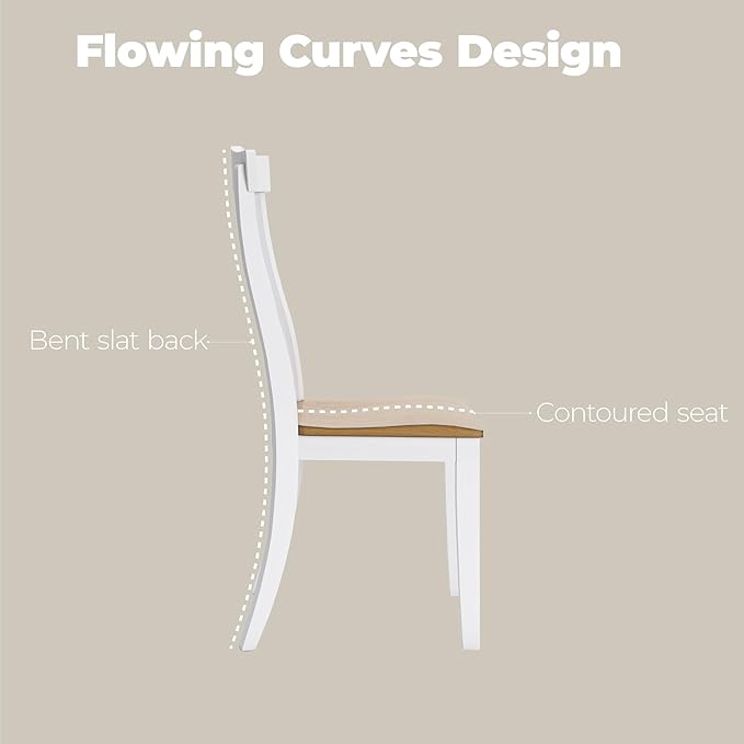 Signature Design by Ashley Ashbryn Farmhouse Armless Dining Chair with Bent Slat Back, Set of 2, White & Light Brown