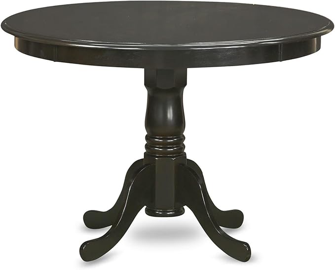 East West Furniture HLCA3-CAP-LC 3 Piece Modern Dining Table Set Contains a Round Wooden Table with Pedestal and 2 Faux Leather Dining Room Chairs, 42x42 Inch, Cappuccino