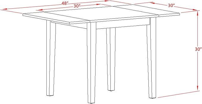 East West Furniture NDAV5-BCH-W 5 Piece Dining Table Set for 4 Includes a Rectangle Kitchen Table with Dropleaf and 4 Dining Room Chairs, 30x48 Inch, Black & Cherry