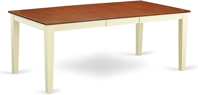 East West Furniture QUIN7-WHI-W 7 Piece Dining Set Consist of a Rectangle Dining Room Table with Butterfly Leaf and 6 Wood Seat Chairs, 40x78 Inch, Buttermilk & Cherry