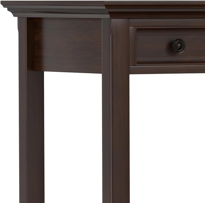 SIMPLIHOME Amherst Desk - 54-Inch Wide Solid Wood Writing Desk in Russet Brown, Transitional Home Office Computer Table for Workspace or Study with 2 Drawers and Flip-Down Keyboard Tray