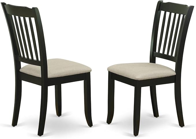 East West Furniture SHDA5-BLK-C 5 Piece Dinette Set for 4 Includes a Round Kitchen Table with Pedestal and 4 Linen Fabric Kitchen Dining Chairs, 42x42 Inch, Black