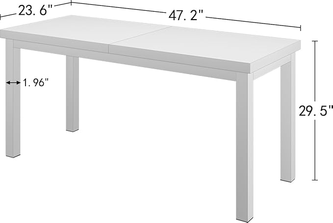47.2 Inch Small Computer Desk, Home Office Desk, Modern Table for 2 Person Kids Student Gaming Computer Desk, Simple Office Table for Work,Craft,Writing,Studying, Etc., White