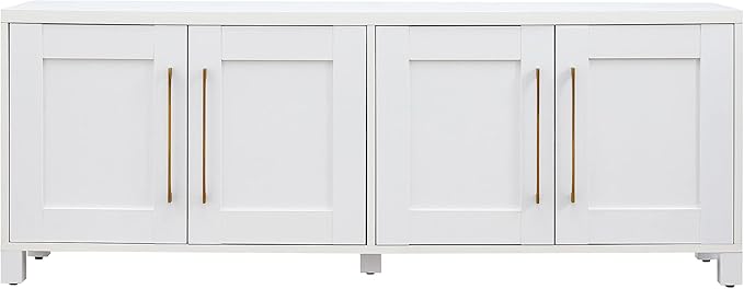 Henn&Hart Rectangular TV Stand for TV's up to 80" in White, TV Stands for the Living Room