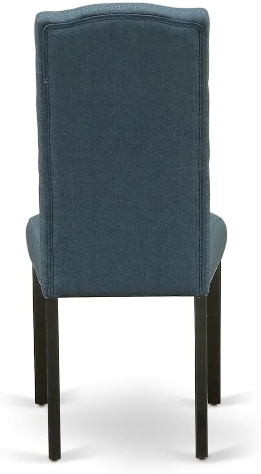East West Furniture LGCE5-BLK-21 5 Piece Dining Table Set for 4 Includes a Rectangle Kitchen Table with Butterfly Leaf and 4 Mineral Blue Linen Fabric Parson Chairs, 42x84 Inch, Black