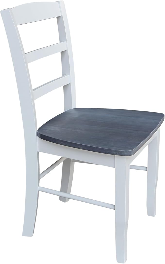 IC International Concepts Set of Two Madrid Ladderback Dining Chairs, White/Heather Gray
