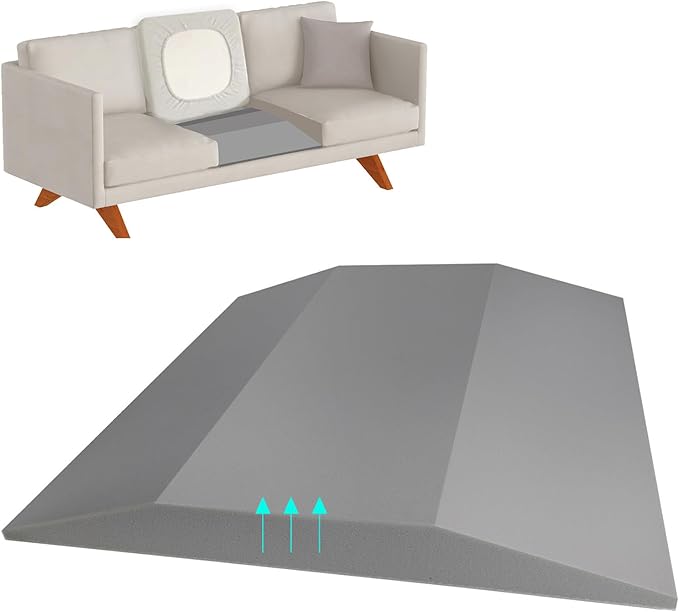 Couch Cushion Support, Sofa Cushion Supports for Sagging Cushions Trapezoid High Density Foam Replacement for Furniture Seat Sagging Gray Set of 1