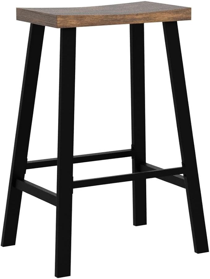VASAGLE Bar Stools Set of 2, Counter Height Stools, Bar Chairs with Footrest, 29.1 Inches Tall Kitchen Breakfast Stools, Industrial, Living Room Party Room, Rustic Brown ULBC094B01
