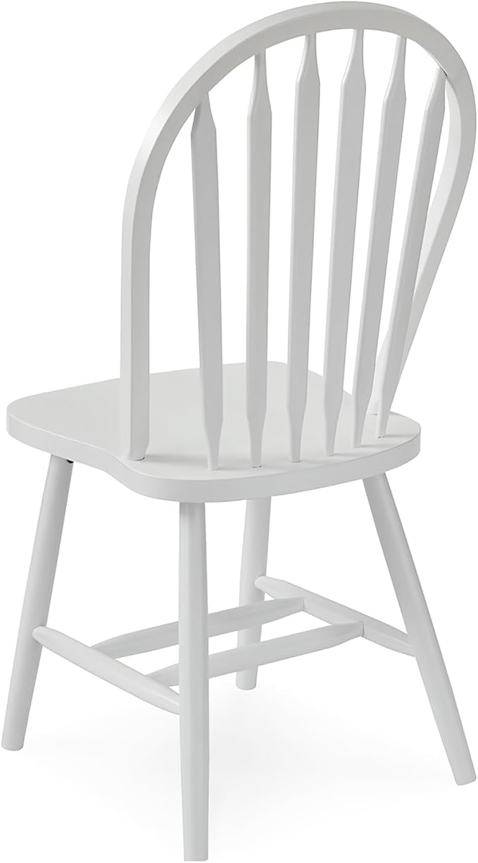 IC International Concepts Solid Wood Windsor ArrowBack Dining Chair with Plain Legs, White