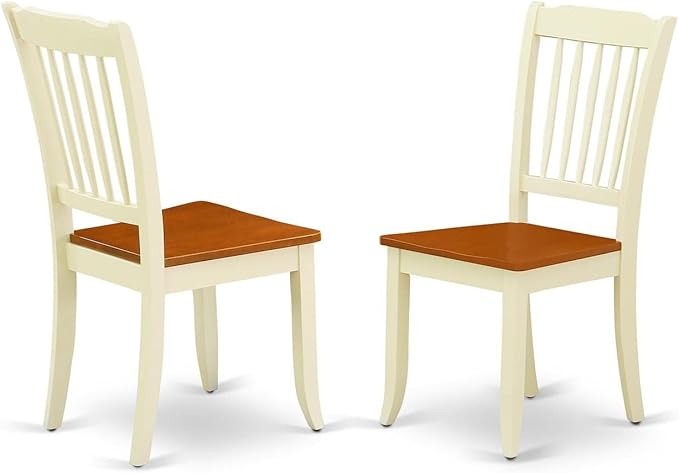 East West Furniture DLDA3-BMK-W 3 Piece Dining Room Furniture Set Contains a Round Dining Table with Dropleaf and 2 Wood Seat Chairs, 42x42 Inch, Buttermilk & Cherry