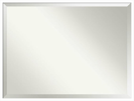 Amanti Art White Bathroom Mirror for Over Sink, 31x41 Svelte White Rectangle Vanity Mirror, X-Large Modern Wood Frame, Hangs Horizonally and Vertically, Bathroom Wall Decor, Beveled Edge from WI, USA
