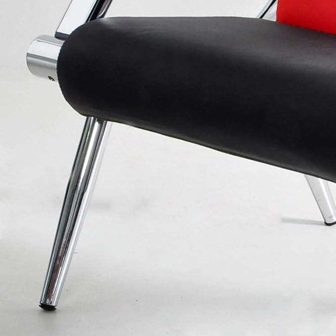 wonline 3 Seat Waiting Room Chair with Armrest PU Leather Office Furniture, Office Guest Seating Lobby Conference Reception Chairs for Airport Clinic Hospital Bank Salon Barber(Red&Black)