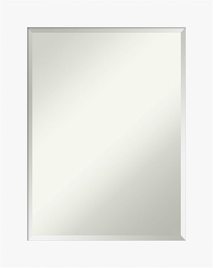 Amanti Art White Bathroom Mirror for Over Sink, 30x24 Basic White Rectangle Vanity Mirror, Medium Casual Wood Frame, Hangs Horizonally and Vertically, Bathroom Wall Decor, Beveled Edge from WI, USA