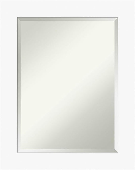 Amanti Art White Bathroom Mirror for Over Sink, 30x24 Basic White Rectangle Vanity Mirror, Medium Casual Wood Frame, Hangs Horizonally and Vertically, Bathroom Wall Decor, Beveled Edge from WI, USA