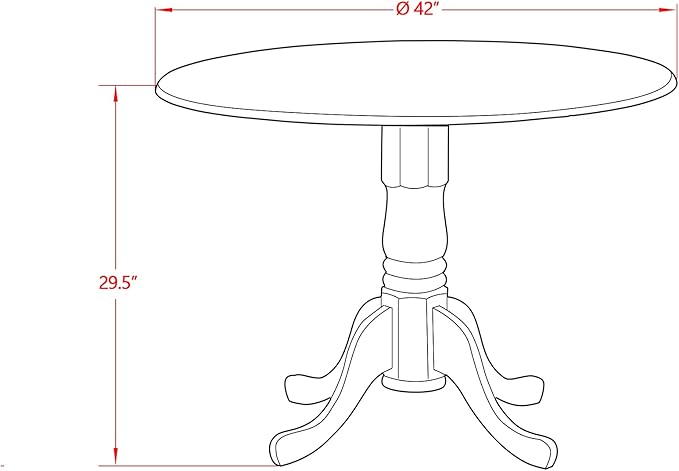 East West Furniture DMIP3-LWH-W 3 Piece Kitchen Table & Chairs Set Contains a Round Dining Table with Dropleaf and 2 Dining Room Chairs, 42x42 Inch, Linen White