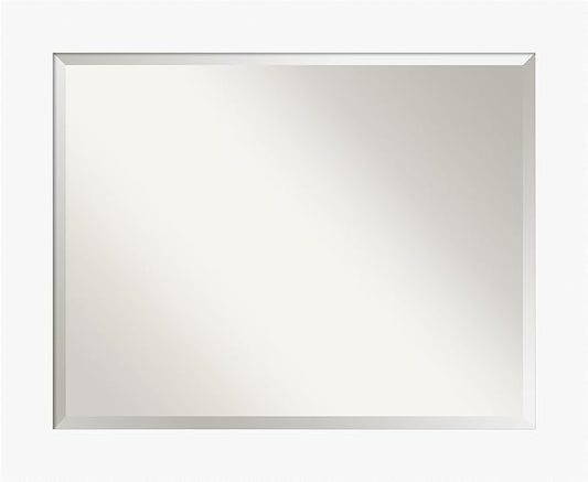 Amanti Art White Bathroom Mirror for Over Sink, 28x34 Basic White Rectangle Vanity Mirror, Large Casual Wood Frame, Hangs Horizonally and Vertically, Bathroom Wall Decor, Beveled Edge from WI, USA