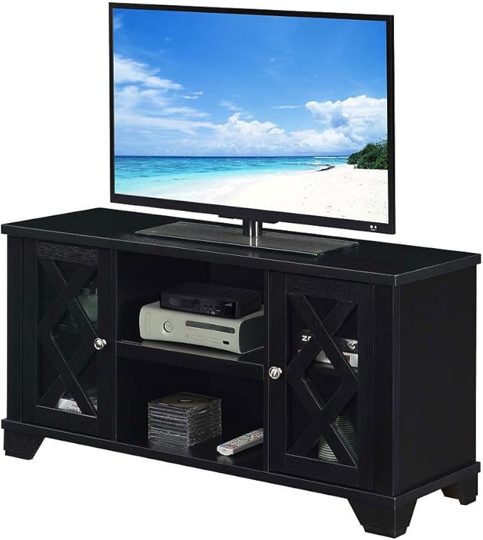 Convenience Concepts Gateway TV Stand 47.25" - Family Room Entertainment Center with Storage Cabinets and Shelves, Traditional TV Console for Living Room, Office, Black