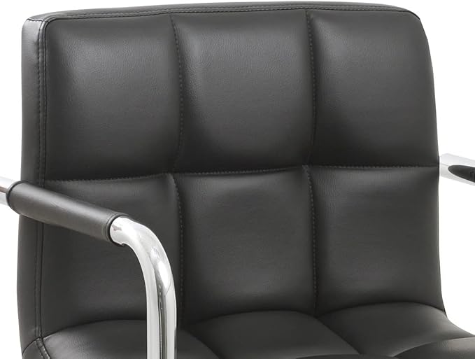 AC Pacific Contemporary Hydraulic Adjustable Swivel Kitchen Bar Stool Chair with Cushion and Armrest, 24"-33", Black ACBS15-BLACK Midnight Square