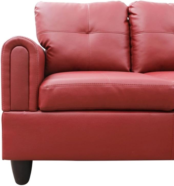 Red L-Shaped 3-Piece Faux Leather Sofa with Storage Ottoman Set, Sectional Couch Sofa Set for Living Room, Office, Small Space