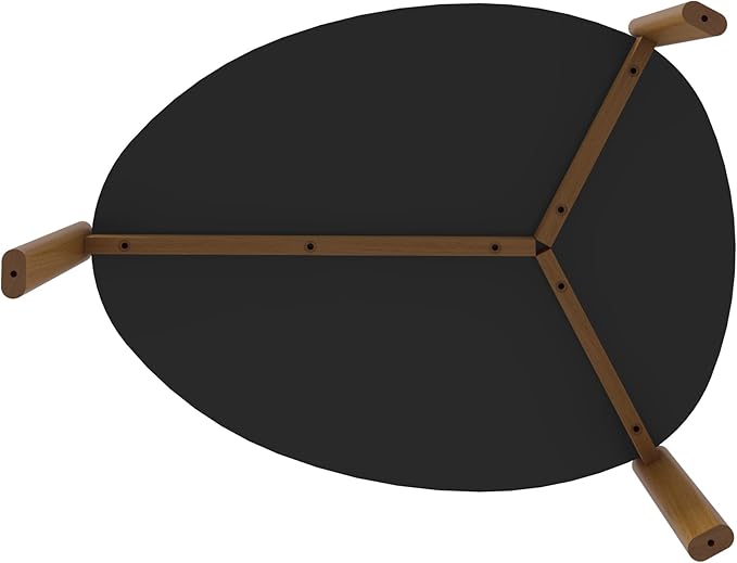 Manhattan Comfort Gales Mid Century Modern Coffee Table with Oval Triangle Shaped Top, Accent Furniture for Living Room Made from Solid Eucalyptus Wood, Matte Black