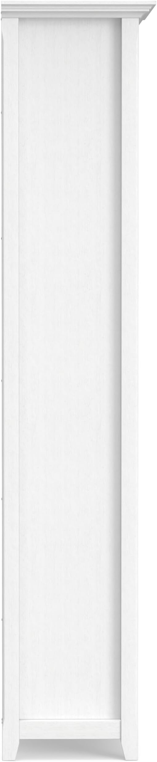 SIMPLIHOME Amherst Bookcase - 70 inch Tall 5-Shelf Solid Wood Bookshelf in White, Transitional Storage for Living Room, Study Room or Office with Adjustable Shelves and Tapered Legs
