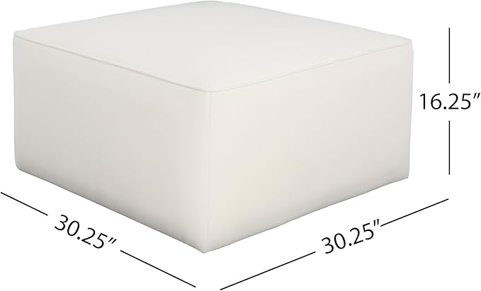 Christopher Knight Home Isa Velvet Ottoman Footstool, Square Pouf Poufee Footrest Ottoman Large Seat, Modern Side Table for Living Room Bedroom Home Decor, Cream, 30"