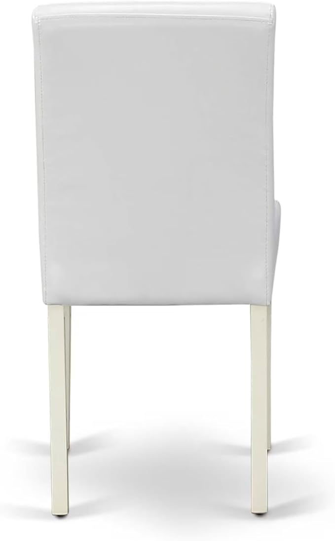 East West Furniture V027AB264-6 6 Piece Dining Set Contains a Rectangle Dining Room Table with V-Legs and 4 White Faux Leather Parson Chairs with a Bench, 40x72 Inch, Multi-Color
