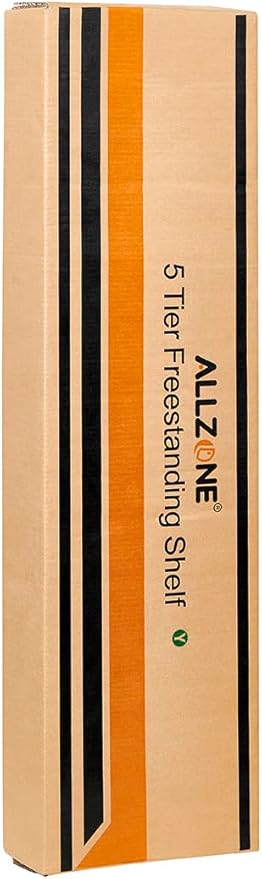 ALLZONE 5 Tiers Narrow Bookshelf, Tall Adjustable Ladder Book Shelf with Open Storage, Floor to Ceiling Tension Mount, Wooden Industrial Bookcase for Living Room, 92 to 116 Inch, Brown